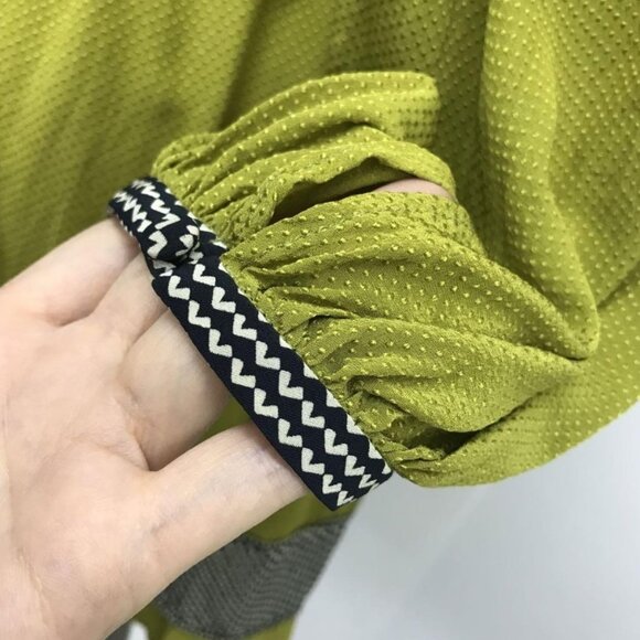 Derek Lam Silk Lime Green Peasant Tie Elastic Waist Midi Shift Dress S/US4/IT40 - Picture 11 of 13